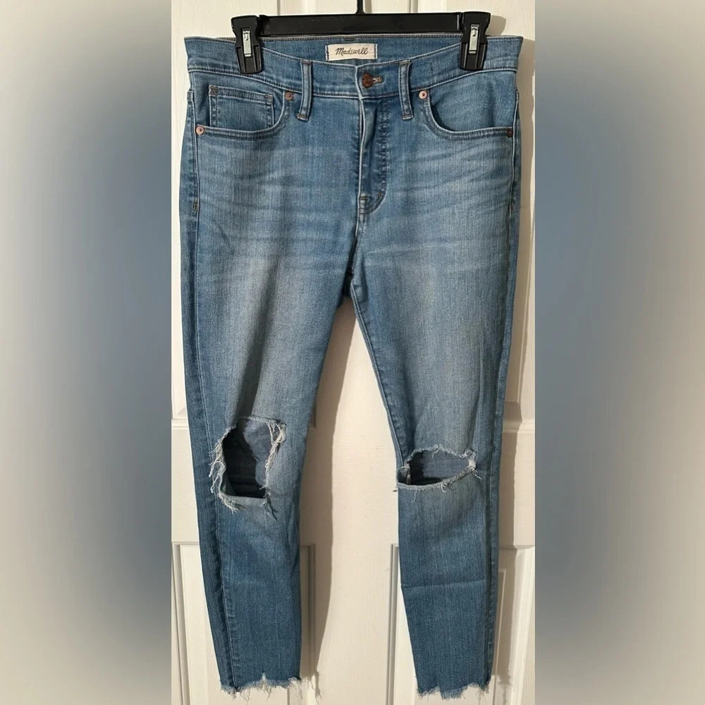 Madewell Women’s 9” High Rise Skinny 29P Destroy Petite Knee Blow Out Grunge
